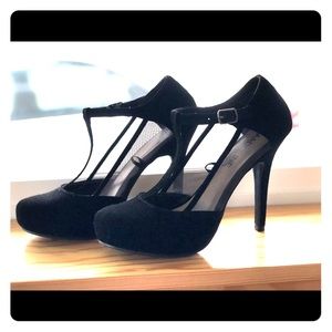 Black High Heels with Mesh Sides